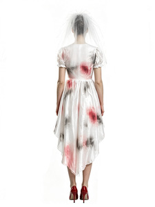 Disfraz de <span class=keywords><strong>novia</strong></span> zombi desgarrada y sangrienta para mujer, vestido de <span class=keywords><strong>novia</strong></span> fantasma oscuro para Halloween, disfraz elegante para fiesta, escenario o obra de teatro - Product Image 4