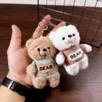 Charme de sac en peluche ours en peluche doux et moelleux, porte-clés en peluche, mini jouet en peluche, porte-clés, pendentif pour sac à dos, sac à main, cadeau pour femme