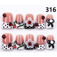 Faux Ongles Press-On Faits Main 651-655 Couleurs Fleurs Canard, 10 Pièces, Styles de Design Uniques pour Doigts