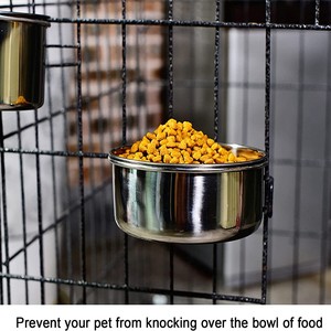 ชามแขวนสแตนเลสสำหรับสัตว์เลี้ยง ชามอาหารน้ำสำหรับนกแก้ว กระต่าย พร้อมตะขอ - Product Image 6