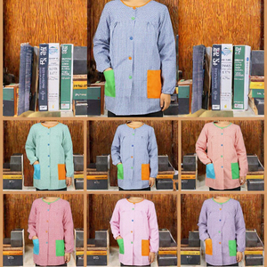 <span class=keywords><strong>Camice</strong></span> da Insegnante Unisex a Quadri, Manica Lunga, per Scuola Primaria, Taglia L per Adulti, in Poliestere/Cotone, Personalizzabile con Ricamo del Nome - Product Image 3