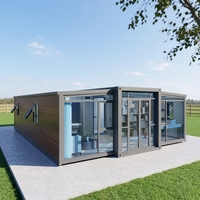 Maison conteneur extensible à installation rapide, grand espace de vie, villa modulaire préfabriquée pliable pour projets d'hébergement touristique