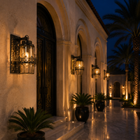 Lanterne murale extérieure de luxe avec bande métallique décorative pour entrées de villas