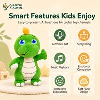 Peluche Dinosaure Vert IA à Picots Jaunes, Clonage Vocal ChatGPT 69 Langues, Mémoire Longue Durée, Compagnon Émotionnel pour Enfants 2.4G