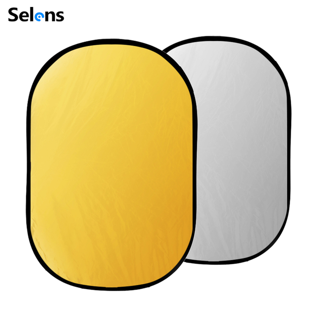Selens SLR4-GS_150*200CM Photography Studio Gold Sliver Portable Light Oval Handheld Reflector Without Handle for Photo Studio