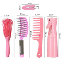 Lot de 4 brosses et peignes démêlants en plastique avec pinces à cheveux – Kit d'outils de coiffure en gros