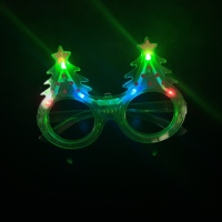 Lunettes de Noël clignotantes vertes à LED, motif arbre de Noël avec étoile, pour événements nocturnes, défilés et accessoires photo