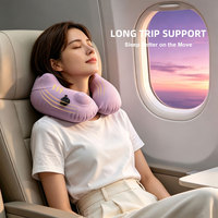 Oreiller de voyage gonflable en PVC souple en forme de U, ultraléger, réglable, ergonomique, avec logo personnalisé, pour avion