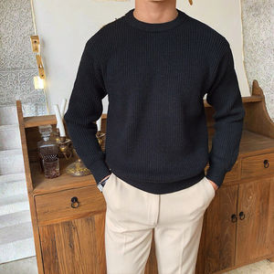 Suéter de Punto Casual para Hombre, Cuello Redondo, Color Sólido, Otoño, Nuevo, con Función Antiarrugas de Alta Calidad - Product Image 2