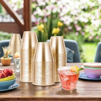Tasse en verre à vin en plastique fantaisie 9oz gobelets en plastique scintillants dorés pour boisson Cocktail mariage fête de noël