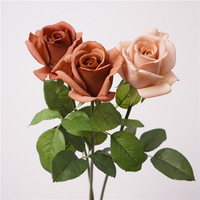 Hautement recommandé en gros 47cm Latex rouge vraie touche rose artificielle pour la décoration de Noël et de mariage