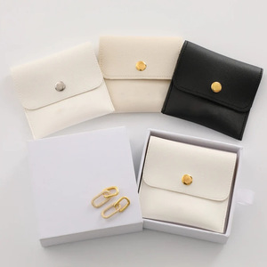 Korean style ins PU <b>leather</b> jewelry <b>bag</b>, simple earring, necklace, and ring packaging <b>bag</b>, <b>small</b> and portable jewelry storage - Product Image 1