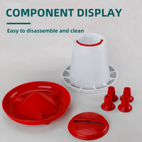 Nouveau distributeur automatique de nourriture pour poulets rouge et blanc de 1,5 kg avec pieds en plastique pour poulets, canards, oiseaux, volailles