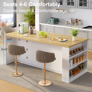 Gabinetes de Cocina de Lujo con Isla, Detalles Dorados, Estilo Mansión, Penthouse, Proyecto OEM Personalizado, Elegante para Ferias Comerciales - Product Image 3