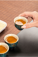 Portable fleur exquis chinois Gongfu Kung Fu service à thé théière en céramique avec manche en bois poignée latérale Pot tasse thé livraison directe