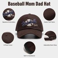 Casquette de baseball marron tendance brodée à pois pour papa, 100 % coton, 6 panneaux, réglable, pour homme adulte, personnalisable, vente en gros