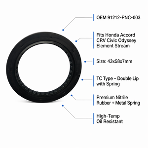 Kits de Motor para Automóvil 91212-PNC-003, Sello de Aceite del Cigüeñal, Sello de la Tapa Delantera 43x58x7 para <span class=keywords><strong>Honda</strong></span> Accord, <span class=keywords><strong>CRV</strong></span>, Civic, Odyssey, Element, Stream - Product Image 4