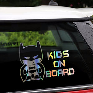 Pegatina para Coche, Niños <span class=keywords><strong>a</strong></span> <span class=keywords><strong>Bordo</strong></span>, 19*13.9cm, Divertida Calcomaní<span class=keywords><strong>a</strong></span> para Coche, Reflectante, Láser 3D, Vinilo, Estilo <span class=keywords><strong>de</strong></span> Coche, Negro Plateado - Product Image 4