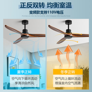 <b>Ceiling</b> <b>Fan</b> 52 Inch Solid Wood Acrylic Blade <b>Remote</b> <b>Control</b> Reversible Airflow For Living Room And Dining Room - Product Image 4