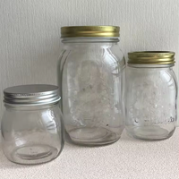 Bocal de conservation alimentaire auto-scellant 16 oz (pinte) en verre carré français, type Mason, économique, pour mayonnaise, avec couvercle métallique