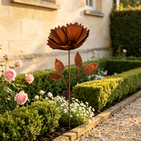 Piquet de jardin en fer rouillé, finition naturelle, décoration rustique en métal pour patio, pelouse, cour arrière