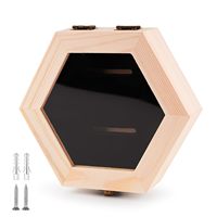 Vitrina de colgador de medallas hexagonales de madera, caja de sombra, caja de medallas de premio de madera para exhibición de carreras de Medallas