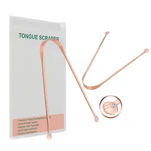 Oral Hygiene Tongue Cleaning Stainless Steel Tongue Cleaner For Fresher Breath Copper Tongue Scraper