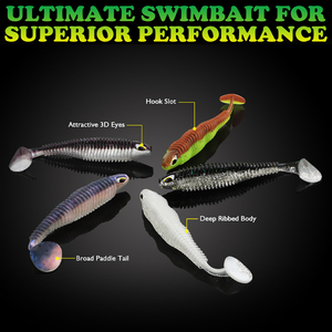 Leurres souples en plastique à queue de pagaie pour <span class=keywords><strong>la</strong></span> pêche au bar, à <span class=keywords><strong>la</strong></span> <span class=keywords><strong>truite</strong></span>, au crappie, au walleye en eau douce et salée, en rivière et en <span class=keywords><strong>lac</strong></span>, avec yeux 3D - Product Image 3