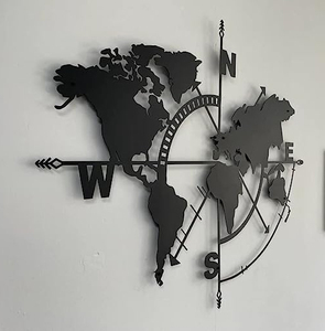 Vente en gros de carte <span class=keywords><strong>du</strong></span> <span class=keywords><strong>monde</strong></span> personnalisée à la mode, décoration murale en métal pour salon et <span class=keywords><strong>maison</strong></span>, tenture murale en acier - Product Image 3