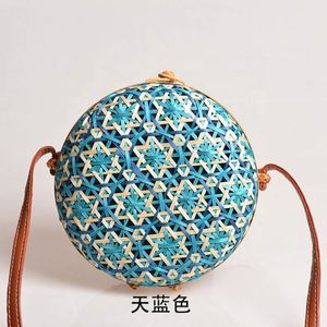 Hollow Round Rattan Bamboo Woven Handbag Long Strap Shoulder Bag <b>Mini</b> Crossbody Bag for Women Lady Girl Shopping Holiday Dress - Product Image 2