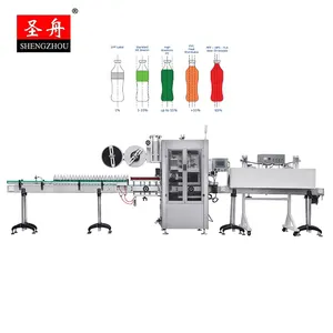 Automatic horizontal beverage shrink sleeve labeling wrapping applicator packing machine for bottles