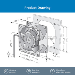 พัดลมระบายความร้อนแบบแกนสำหรับตู้ไฟฟ้า รุ่น 8506N ขนาด 80x80x38 มม. 8038 115VAC 12W 135mA 61 ลบ.ม./ชม. 2800 รอบ/นาที  โครงสร้างโลหะ  OEM - Product Image 4