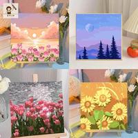 Kit de Pintura al Óleo Digital de 12 Colores, 20*20cm, Pintura Acrílica por Números para Niños y Adultos Principiantes, Hecho a Mano