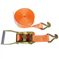 Sangle d'arrimage à cliquet pour cargaison, 5 tonnes, 10 m, 2 pouces, polyester, robuste, double crochets en J