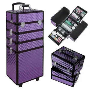 Nhôm Beauty Case Cán Trường Hợp 4 Trong 1 Mỹ Phẩm Trường Hợp Trang Điểm Thợ Làm Tóc Hộp Mỹ Phẩm