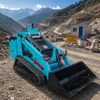 Mini-chargeuse compacte sur pneus avec trancheuse et autres accessoires pour travaux de construction et agricoles