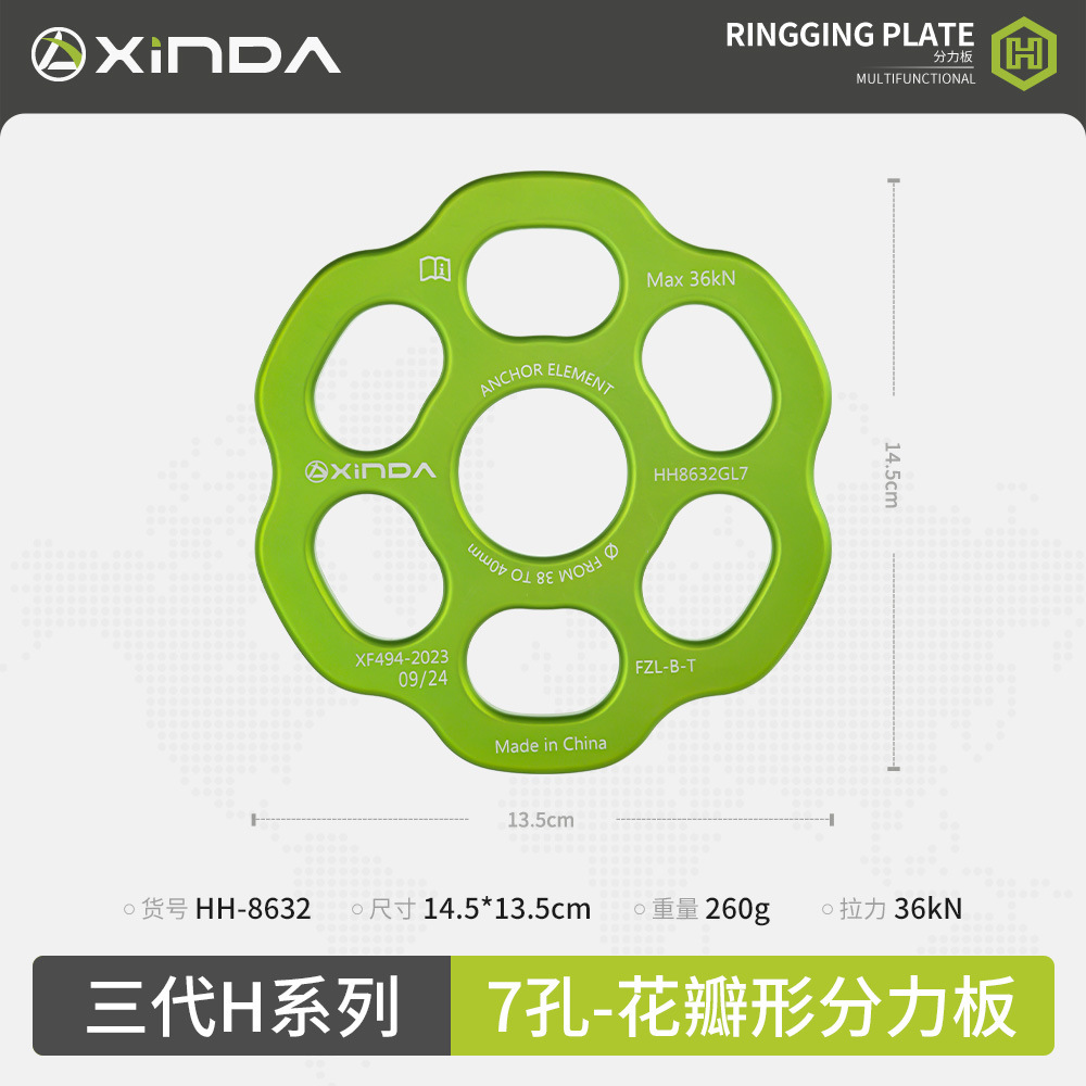 Placa de modelado de fuerza de tercera generación con forma de pétalo de 7 orificios