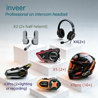 Headset Interkom Helm Inveer Over 10+ Group X6Pro Mendukung Interkom Pairing Antar Merek untuk Aksesoris Helm Motor