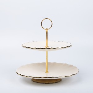 Alzata per Torte a 3 Piani in Ceramica per Feste e Tea Party Nuziali, Piatti per Frutta e Dessert in Porcellana - Product Image 1