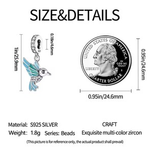 Pendentif Perle en Argent Sterling 925, Motif Perroquet Chrétien Adorable, Compatible Bracelet et Collier Original 3mm, Bijoux Fantaisie DIY pour Femme - Product Image 3