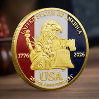 Pièce commémorative USA 250e anniversaire, en alliage de zinc, Aigle de la Liberté, plaqué argent, double face, fabrication d'usine