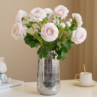 Fleurs artificielles de renoncules, nouvelle tendance, pour mariage et décoration intérieure, fleurs de renoncules au toucher réel, 3 têtes, camélias au toucher réel