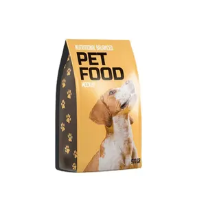 Custom Flat Bottom Resealable Pouch Dry Pet Dog Food Packaging Stand Up Plastic Bags For Dog Food 15kg 20kg For Big Small Pet