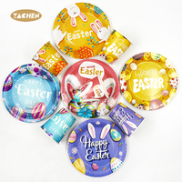 YACHEN 2024 Joyeuses Pâques Décoration de fête Vaisselle jetable pour enfants 7 9 pouces Assiettes et tasses en papier de Pâques