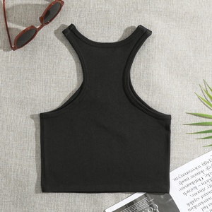 Top Crop da Donna in Maglia <span class=keywords><strong>a</strong></span> <span class=keywords><strong>Costine</strong></span>, Bianco e Nero, Personalizzabile con Logo, Produzione OEM all'Ingrosso - Product Image 4