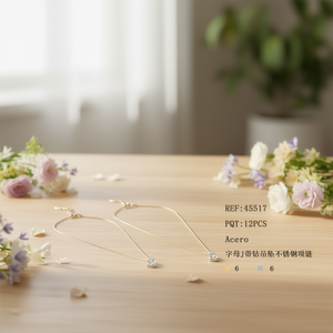 Collar con Colgante de Diamante en Forma de Letra J, Cadena de Acero Inoxidable de 6 mm, Joyería para Mujer - Product Image 2