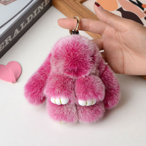 Tùy Chỉnh Thú Nhồi Bông Keychain Lông Pompon 15Cm Bunny Fluffy Bất Thỏ Lông Keychain Đính Phụ Nữ Đồ Chơi Pompom Thỏ Trên Túi Móc Chìa Khóa - Product Image 6
