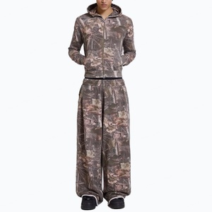 Sweat à capuche épais et lourd, 100% coton, personnalisé, de haute qualité, imprimé motifs de branches de forêt, coupe ajustée, avec fermeture éclair - Product Image 2