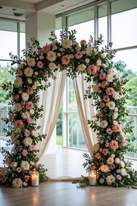 Arche de mariage romantique en forme de U carrée LANJO pour la photographie de réception d'accueil et fond de scène floral – Vente en gros DIY - Product Image 5