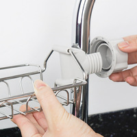 Porte-éponge de robinet de cuisine, support de rangement en acier inoxydable, organisateur d'évier caddie à suspendre pour les brouillettes, savon
